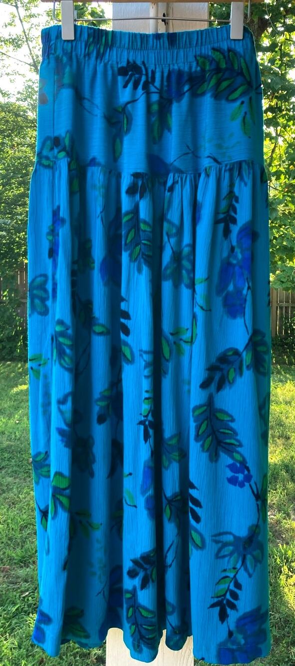 Carole Little-Vintage Breezy Boho Dopamine Dressing Tiered Watercolor Maxi-S